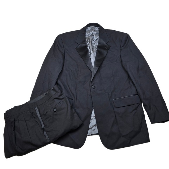 Stafford Tuxedo Suit Mens 42R 2 Piece Pants‎ 36x28 Black Wool Classic Fit